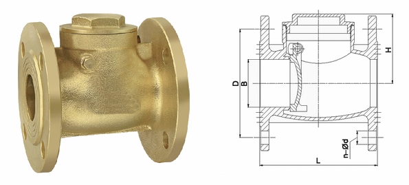 H44W黃銅止回閥外形結構圖 H12W,H14W,H44W黃銅止回閥(圖3)