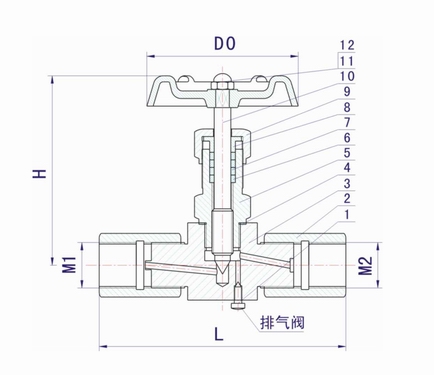 JJM8壓力表針型閥外形結構圖 JJM1,JJM8壓力表針型閥(圖2)
