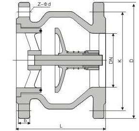 HC41X消聲式止回閥外形結構圖 HC41X消聲式止回閥(圖1)