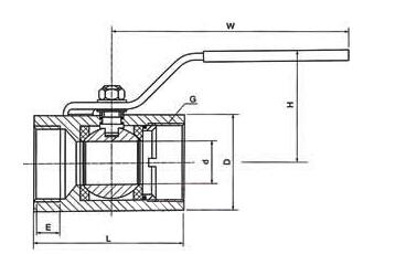 Q11F廣式內(nèi)螺紋球閥外形結(jié)構(gòu)圖 Q11F廣式內(nèi)螺紋球閥(圖1)