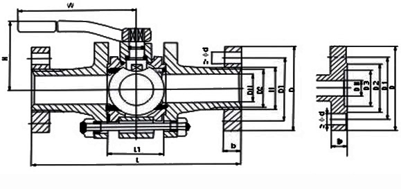 Q41N高壓鍛鋼球閥外形結(jié)構(gòu)圖 Q41N高壓鍛鋼球閥(圖1)