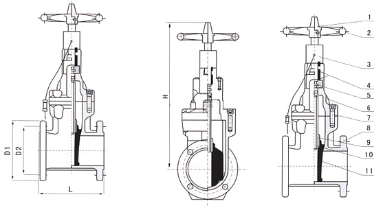 Z45X信號閘閥外形結(jié)構(gòu)圖 Z45X信號閘閥(圖1)