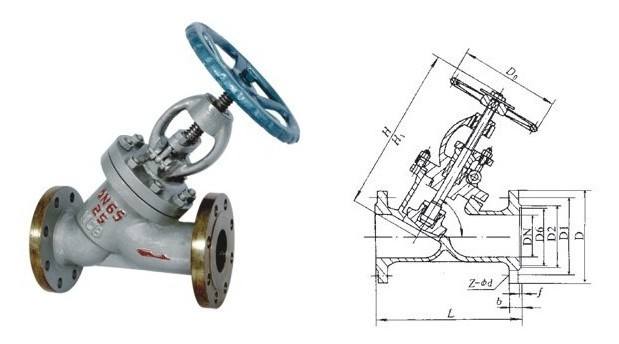 J45H直流式截止閥外形結構圖 J45H直流式截止閥(圖1)