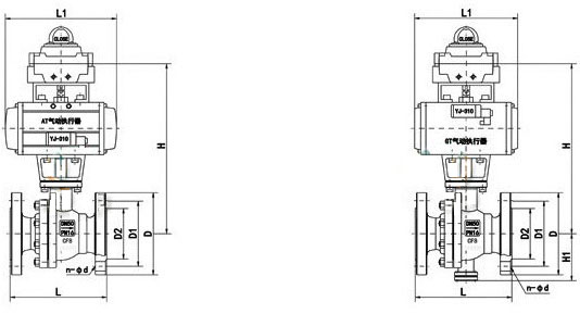 氣動(dòng)法蘭球閥結(jié)構(gòu)圖 Q641F不銹鋼氣動(dòng)球閥(圖1)