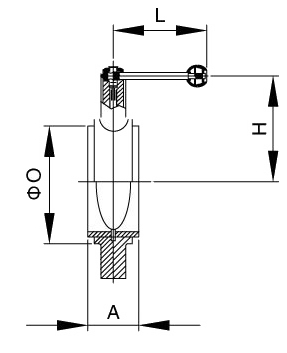 D71X衛生級對夾蝶閥外形結構圖 D71X衛生級對夾蝶閥(圖1)