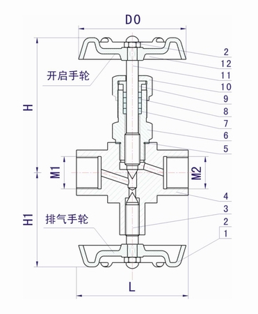 J19H、J19W壓力表針型閥(內螺紋)外形結構圖 J19H,J19W壓力表針型閥(圖1)
