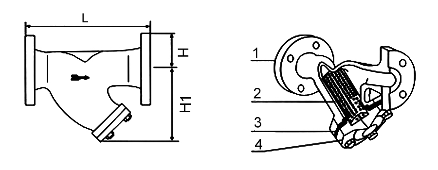YSTF Y型伸縮過濾器外形結(jié)構(gòu)圖 YSTF Y型伸縮過濾器(圖2)