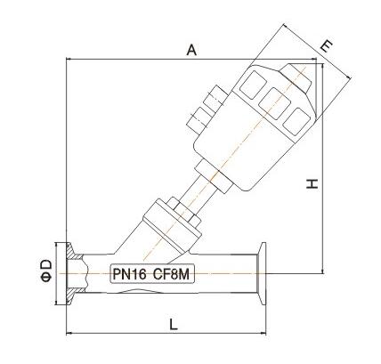 JF2000氣動角座閥外形結構圖 JF2000氣動角座閥(圖7)