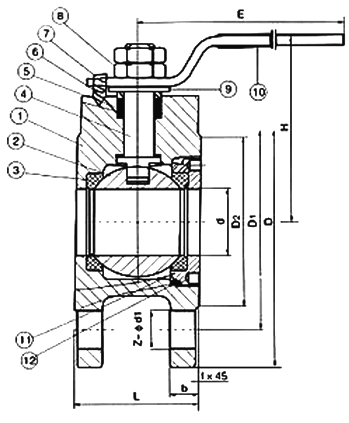 Q71F對夾式薄型球閥外形結(jié)構(gòu)圖 Q71F對夾式薄型球閥(圖1)