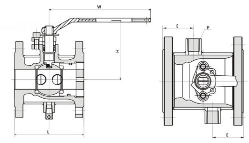 BQ41F/BQ41H夾套保溫球閥外形結構圖 BQ41H夾套保溫球閥(圖1)