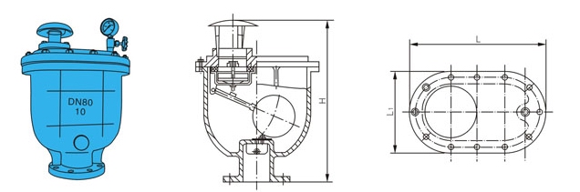 CARX復合式自動排氣閥外形結構圖 CARX復合式自動排氣閥(圖1)