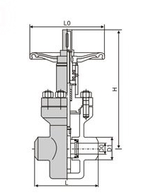 Z63Y高壓平板閘閥外形結構圖 Z43Y,Z63Y,Z83Y高壓平板閘閥(圖2)