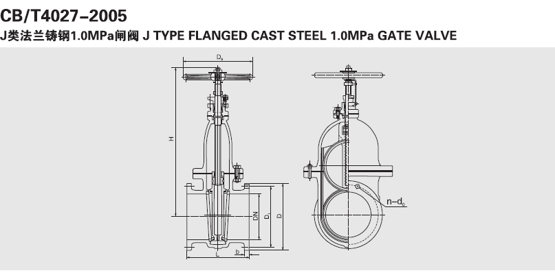 船用日標法蘭鑄鋼閘閥JIS F7366(圖1) 法蘭鑄鋼閘閥JIS F7366
