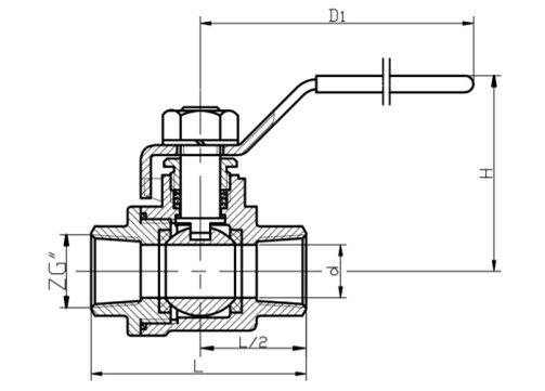 船用螺紋青銅球閥(圖1) 船用內螺紋青銅球閥