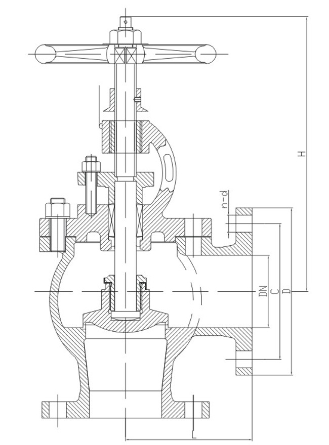 船用鑄鋼舷側截止閥JIS F7365-1986(圖1) 船用鑄鋼舷側截止閥JIS F7350-1986