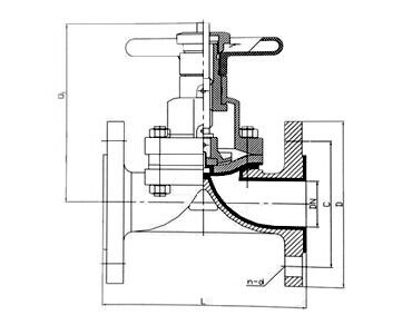 船用襯膠隔膜閥(圖1) 船用襯膠隔膜閥