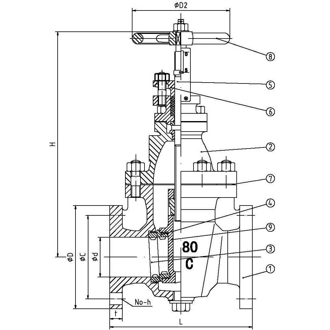 Cast Iron Gate Valve JIS F7363 (圖1) 日標鑄鐵閘閥 JIS F7369 16K(圖1)