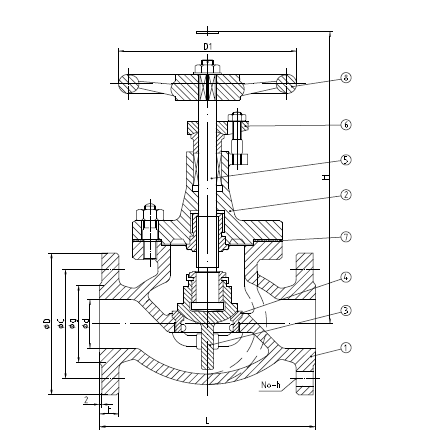鑄鋼截止閥JIS F7313 20K(圖1) 鑄鋼截止閥JIS F7313 20K(圖1)