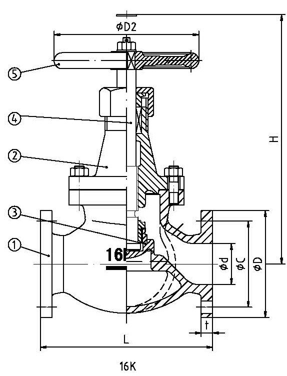 青銅截止閥JIS F7303 16K(圖1) 青銅截止閥JIS F7303 16K(圖1)